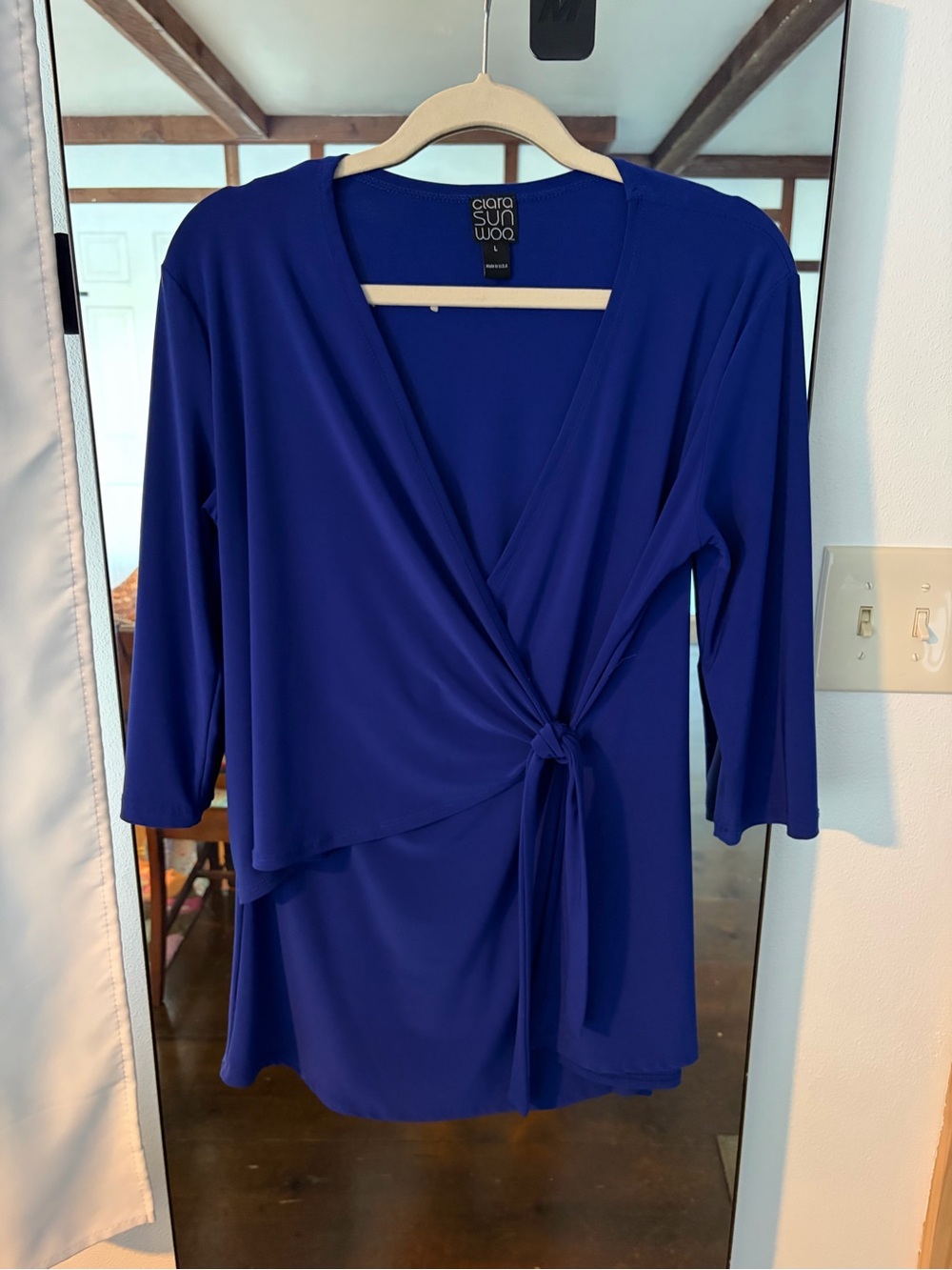 Clara Sun Woo Royal Blue Wrap Tie Tunic